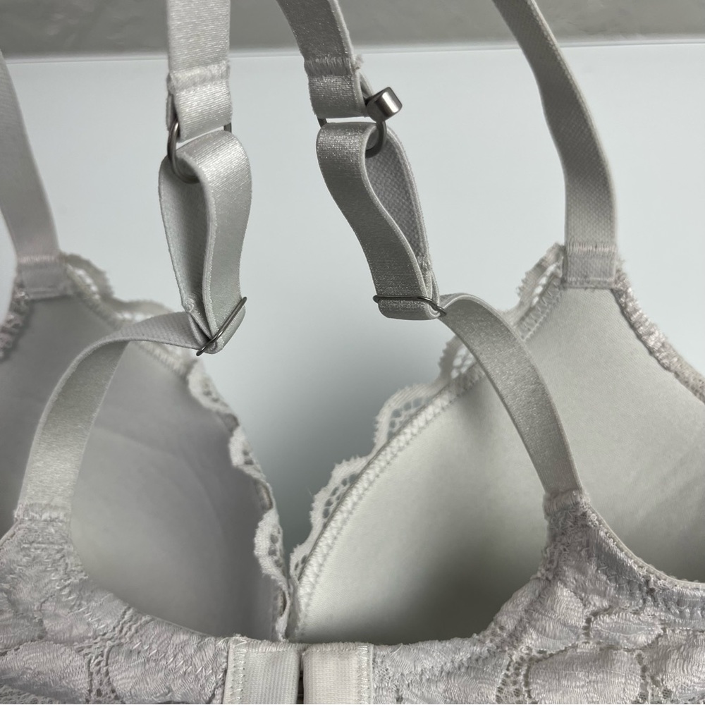 Aerie Bra‎ Racerback 2-1 Convertible Silver Gray Lace Floral Padded Underwire - Picture 5 of 9